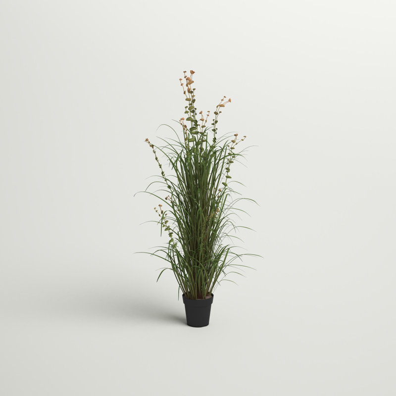 36" Green Plastic Potted Grass and Eucalyptus Arrangement