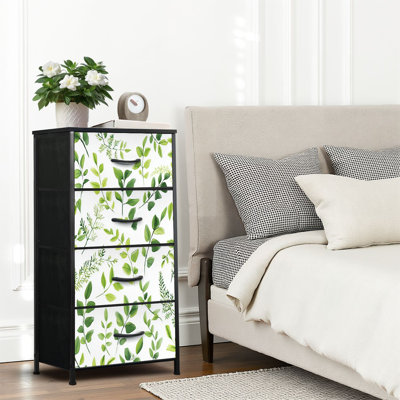 4 Drawer Dresser for Bedroom, Narrow Chest of Drawers, Wooden Top and Study Iron Frame 18"x37.5"-(WxH)