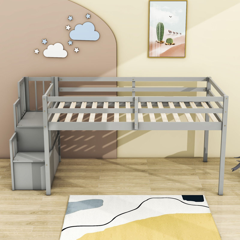 Gerriann Kids Twin Loft Bed, Grey