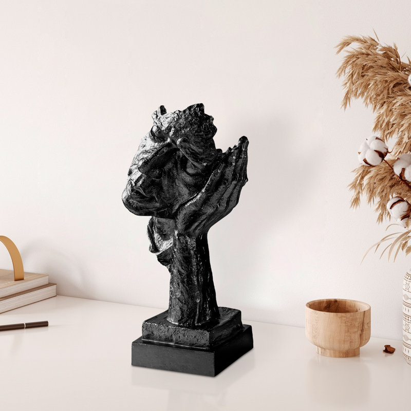 Objet décoratif peint à la main, noir, 6,3 po x 12,9 po x 5,5 po | 100% polyester, variations de couleurs uniques | Parfait pour la décoration et les pièces décoratives, design élégant et accrocheur pour n'importe quelle pièce