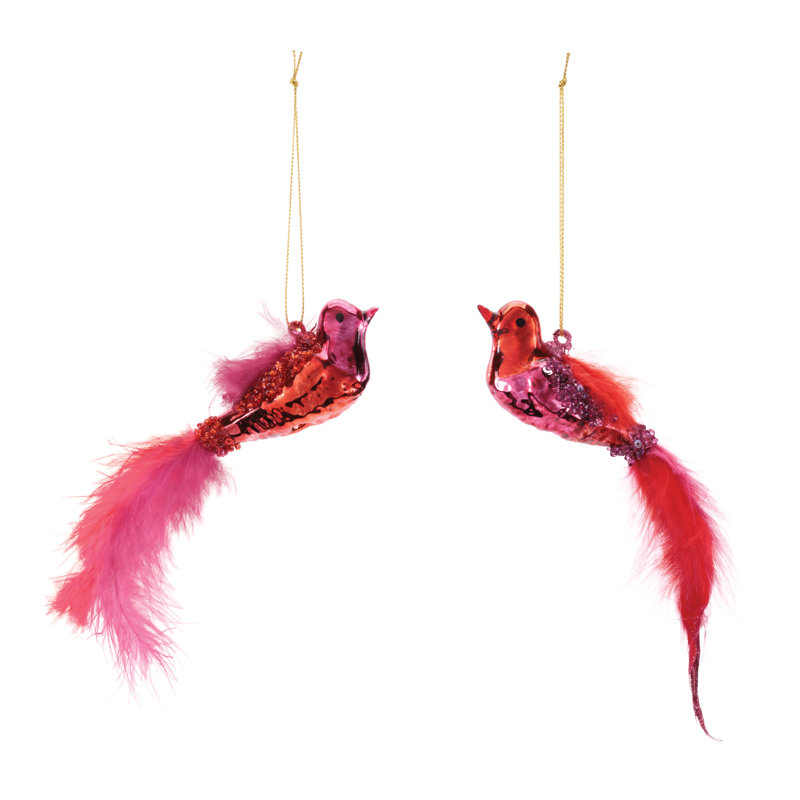 Ornements d'oiseaux en verre (ensemble de 12)