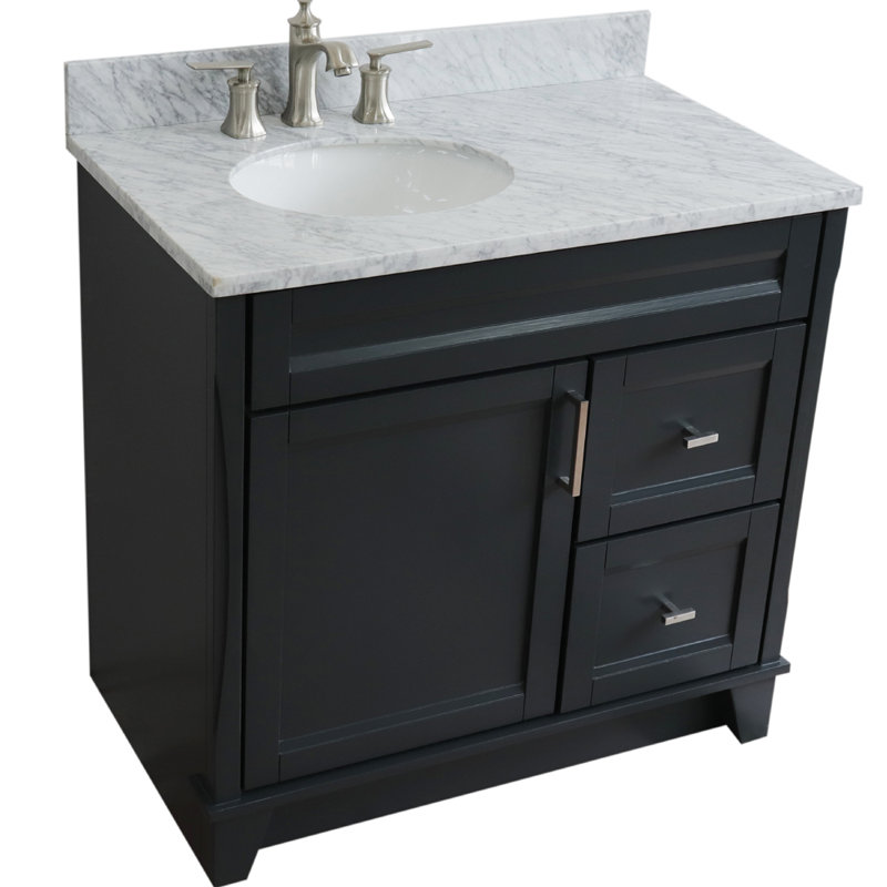 Ensemble de meuble-lavabo simple 37 po Soleia, Gris foncé