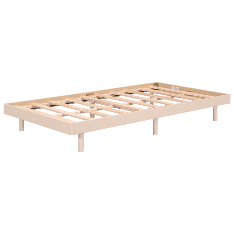 Modern Design Floating Platform Bed Frame, White Washed