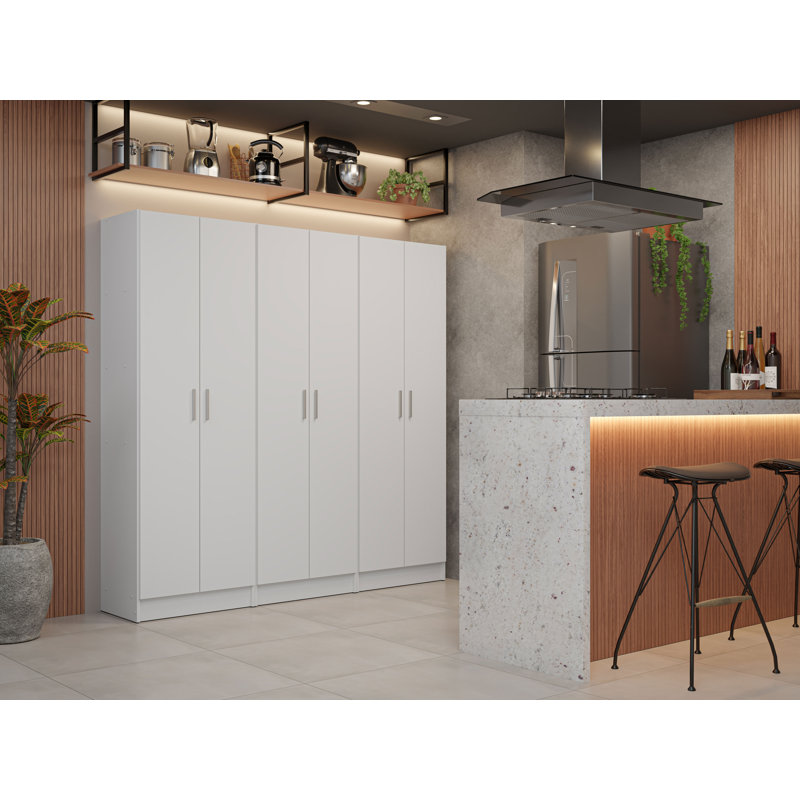Armoire de rangement en bois Hokku Designs, Blanc / Blanc