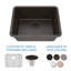 Évier de cuisine en quartz 23 po x 18 po, évier simple, évier encastré, évier de cuisine en granite, avec grilles en acier et crépine-72644622