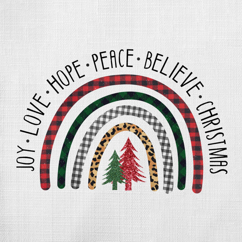 Christmas Rainbow9 Polyester/Polyester Blend Reversible Throw Pillow, 14" x 14"