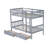 Twin Over Twin Rubber Wood Bunk Bed with Drawers, Convertible into 2 Twin Beds, Ladder & Safety Guardrails,Grey-176827895-186576646