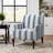 Iliana Upholstered Dark Blue Stripe Cotton Blend Armchair with Solid Wood Legs and Nailhead Trim-388431189