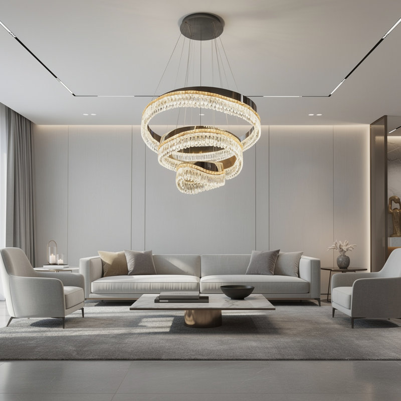 Lustre en cristal triple spirale