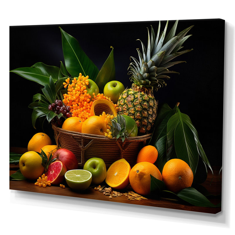 Caraïbes, fruits I - impression, H 34 po x l 44 po x P 1,5 po, Toile tendue