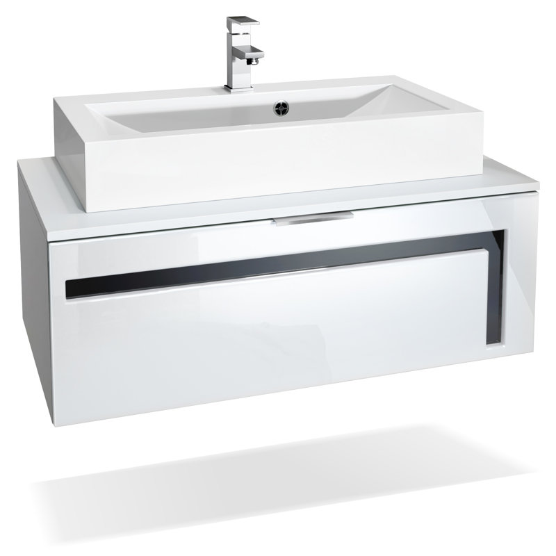 Kerner 960mm Wall Mounted Vanity Unit, Black