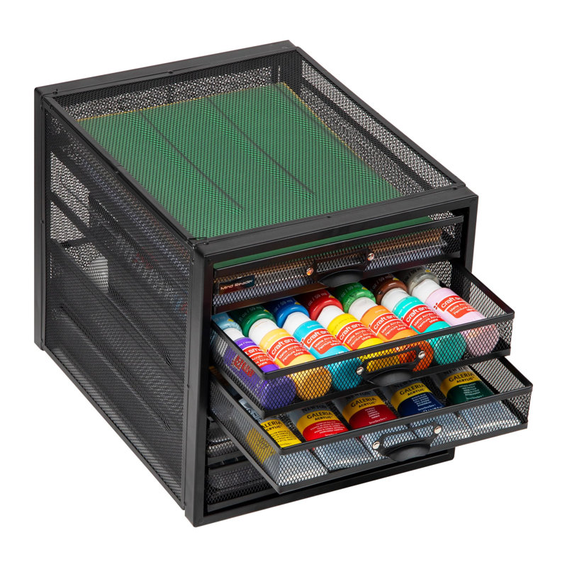 Mind Reader File Storage Drawers, Desk Organizer, Multi-Purpose, Crafts, Metal, 11"L x 14"W x 11"H, Black