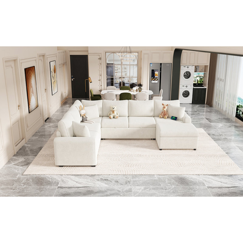 Canapé-lit 112,2 po, Crème, crème, 4