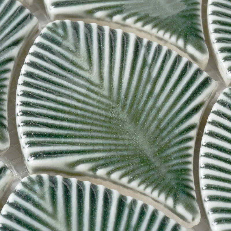 Nabi 3x4 Fishscale Crackled Glossy Glass Mosaic Tile, Deep Emerald Green