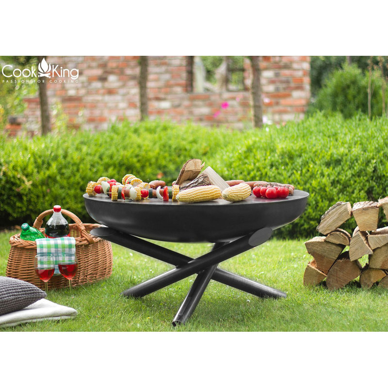 Round Steel Wood Burning Smokeless Fire Pit, 36cm H x 70cm W x 70cm D