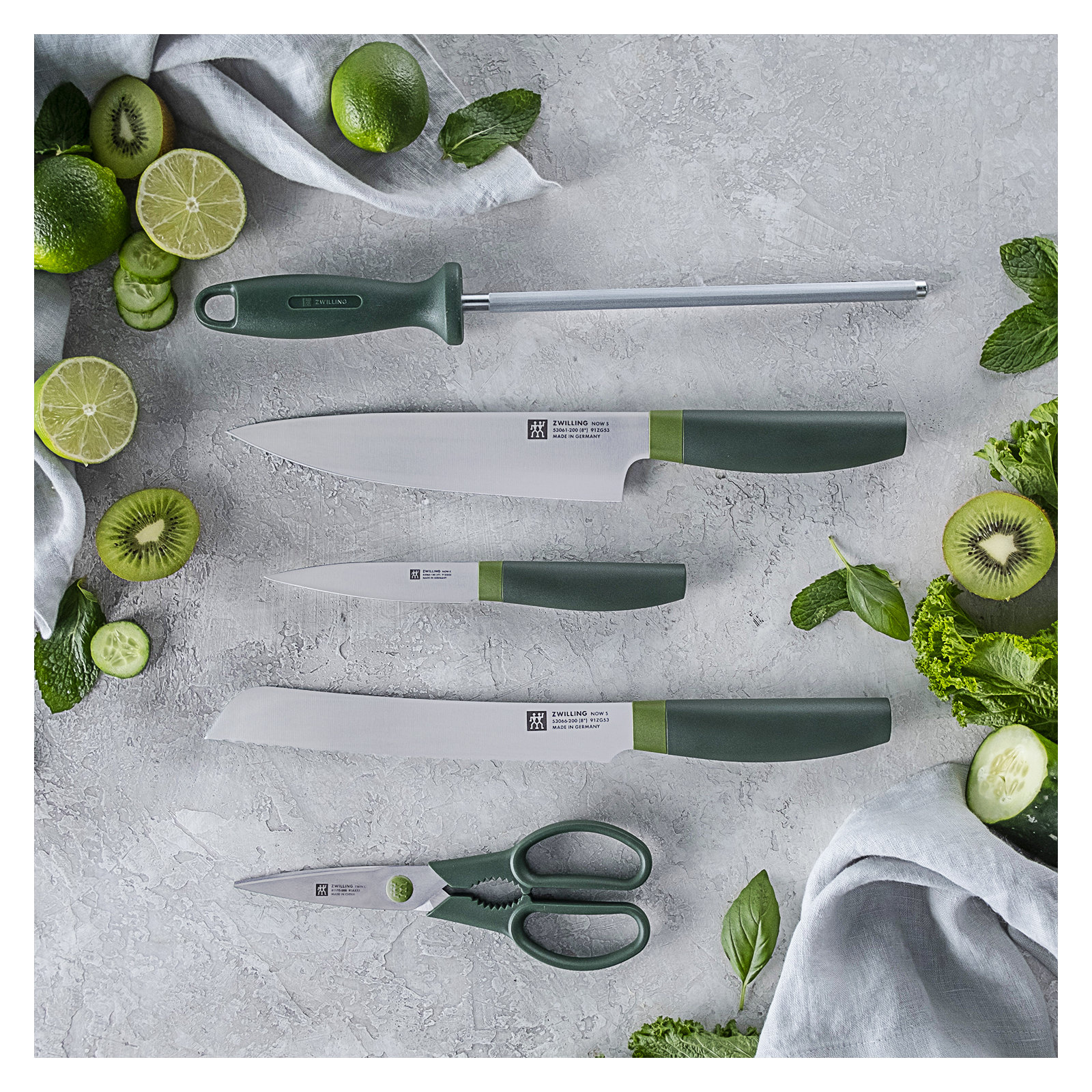 Zwilling Now S 6-piece Knife Block Set, Lime Green