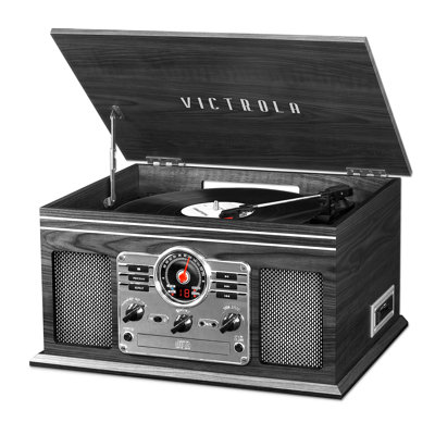 6-In-1 Bluetooth Decorative Record Player with 3-Speed Turntable