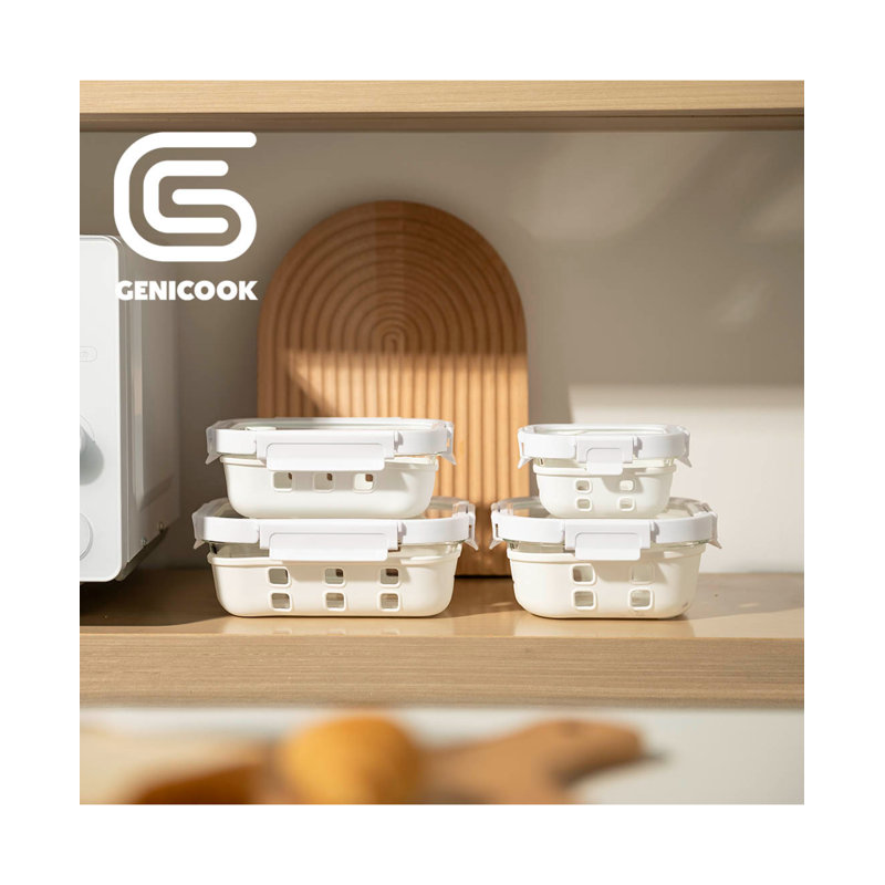 Genicook Borosilicate Glass 4 Container Food Storage Set