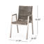 Chaises de salle à manger d'extérieur en aluminium 2 pièces avec siège en corde taupe, structure argentée, siège moderne 2, ambiance relaxante