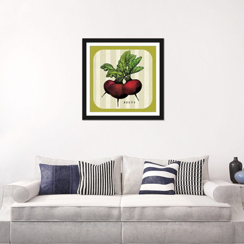 «Linen Légume I», impression sur toile, H 16 po x l 16 po x P 1 po, Papier d'art encadré noir, Blanc