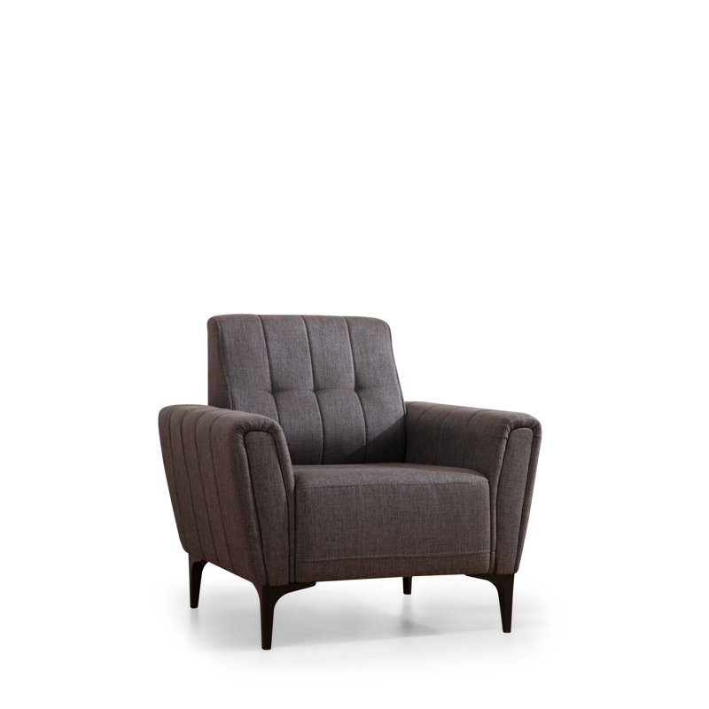 Canapé moderne 1 place, gris foncé, 35,4 x 37,4 x 30,3 pouces | Structure en bois de hêtre durable et en carton, tissu 100% polyester | Coussins en mousse douce et en plumes, facile à nettoyer, conception élégante pour le salon et les petits espaces