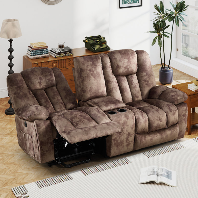 79.13'' Wide Modern Microfiber Power Reclining Loveseat With Lift Assist, Dual Hidden Cup Holders, Storage Console & USB Charging Ports