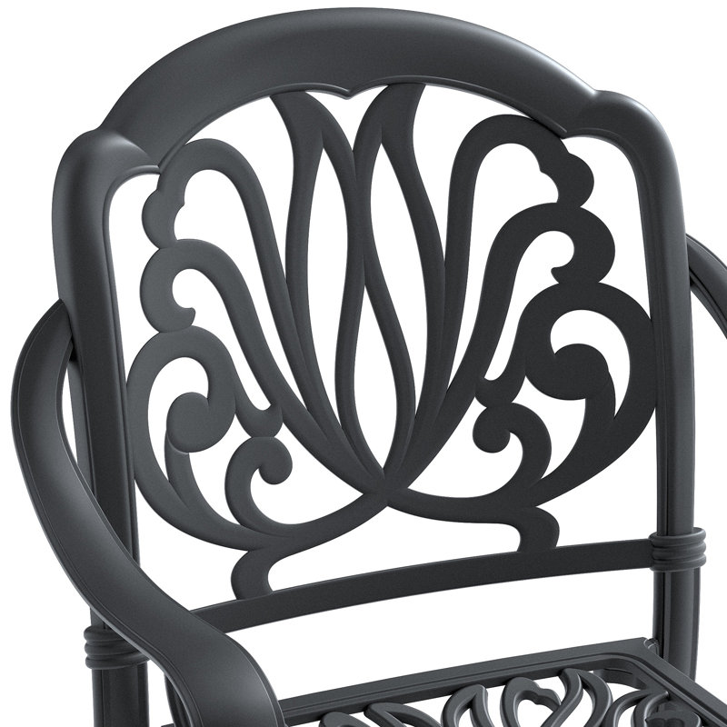 Ensemble de 5 meubles de patio en fonte d'aluminium avec coussins bruns, 5 pièces: table, 4 chaises