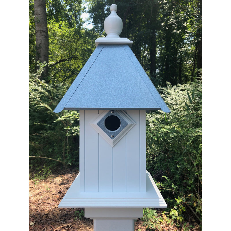 Fort Calhoun 22'' H x 13.25'' W x 13.25'' D Post Rust Resistant Birdhouse, Light Blue
