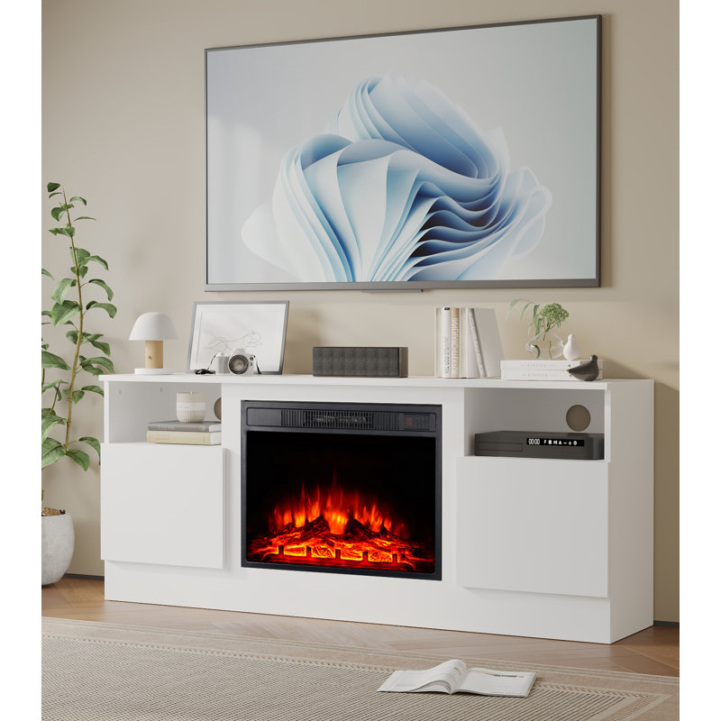 Priyanshu 17 Stories 147cm W Electric Fireplace with 5000 BTU, White