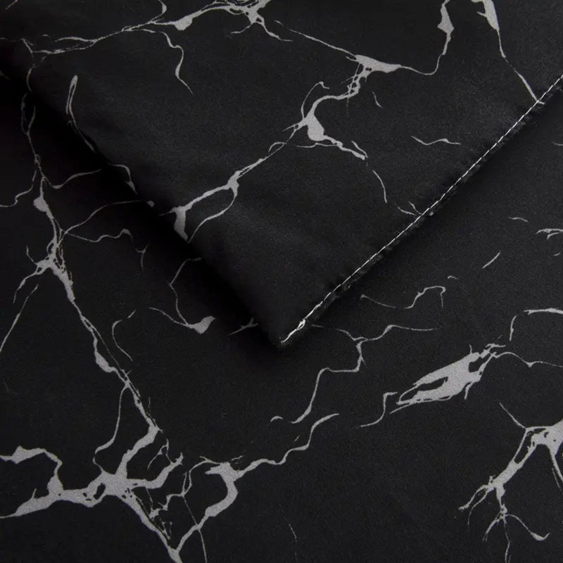 Ensemble de literie scintillant en marbre noir, Housse de couette grand + 2 taies d'oreiller