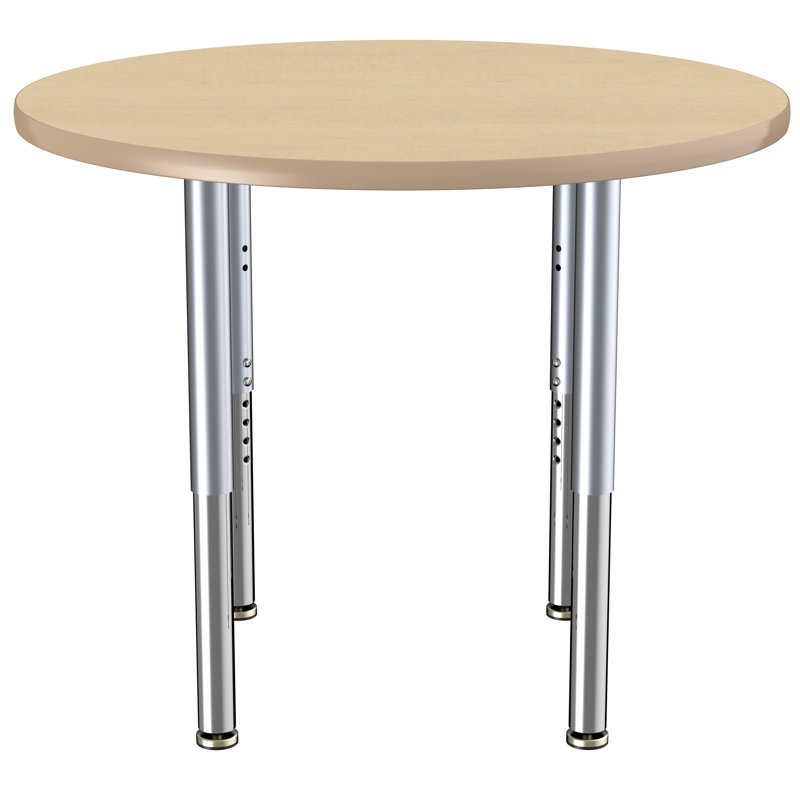 Table ronde à hauteur réglable, 36", Maple/Maple/Silver, Super