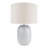 Set Of 2 Reactive Glazed Textured Grey Ceramic Table Light With Natural Linen Cylinder Fabric Shade