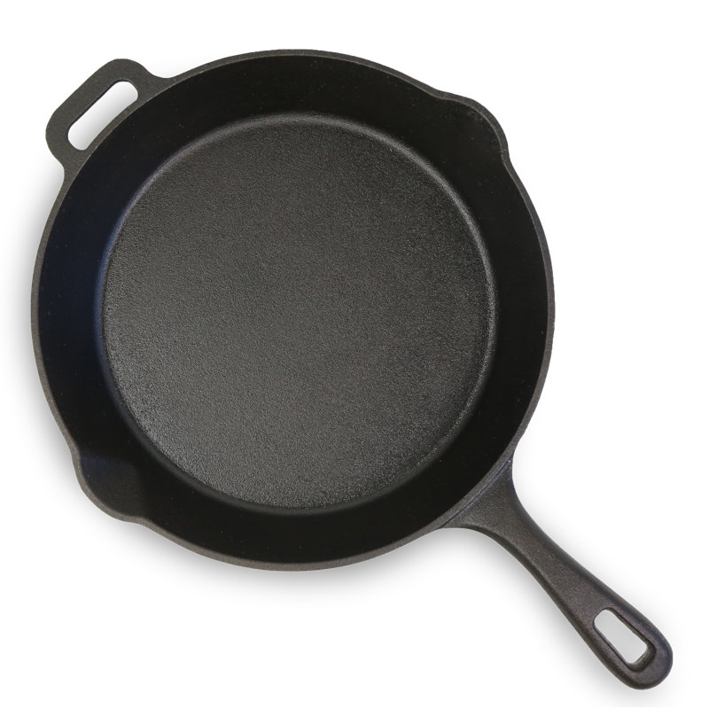 14" Black Enameled Cast Iron Skillet with Pouring Lips