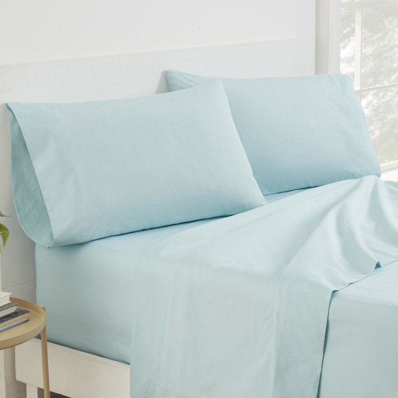 Cotton Blend Sheet Set, Aqua, King