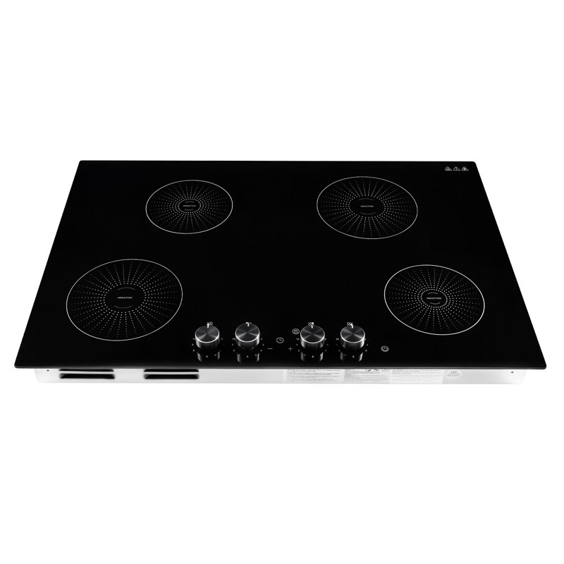 30-Inch Built-in Induction Cooktop with 4 Burners, 220V 7200W Electric Stove, Continuous Low-Power Heating, 11 Power Settings, Knob Controls, and Safety Child Lock