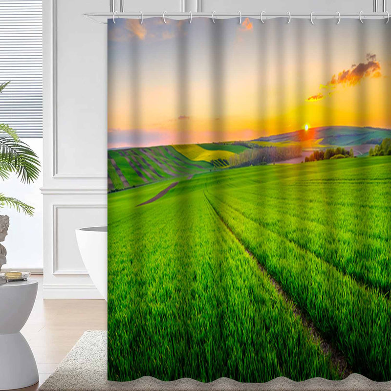 Magnifique rideau de douche avec 12 crochets Sunset, L 72 po x l 72 po