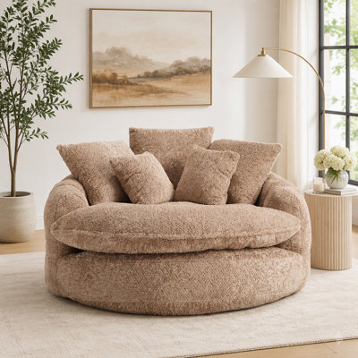 Fauteuil méridienne large avec coussins