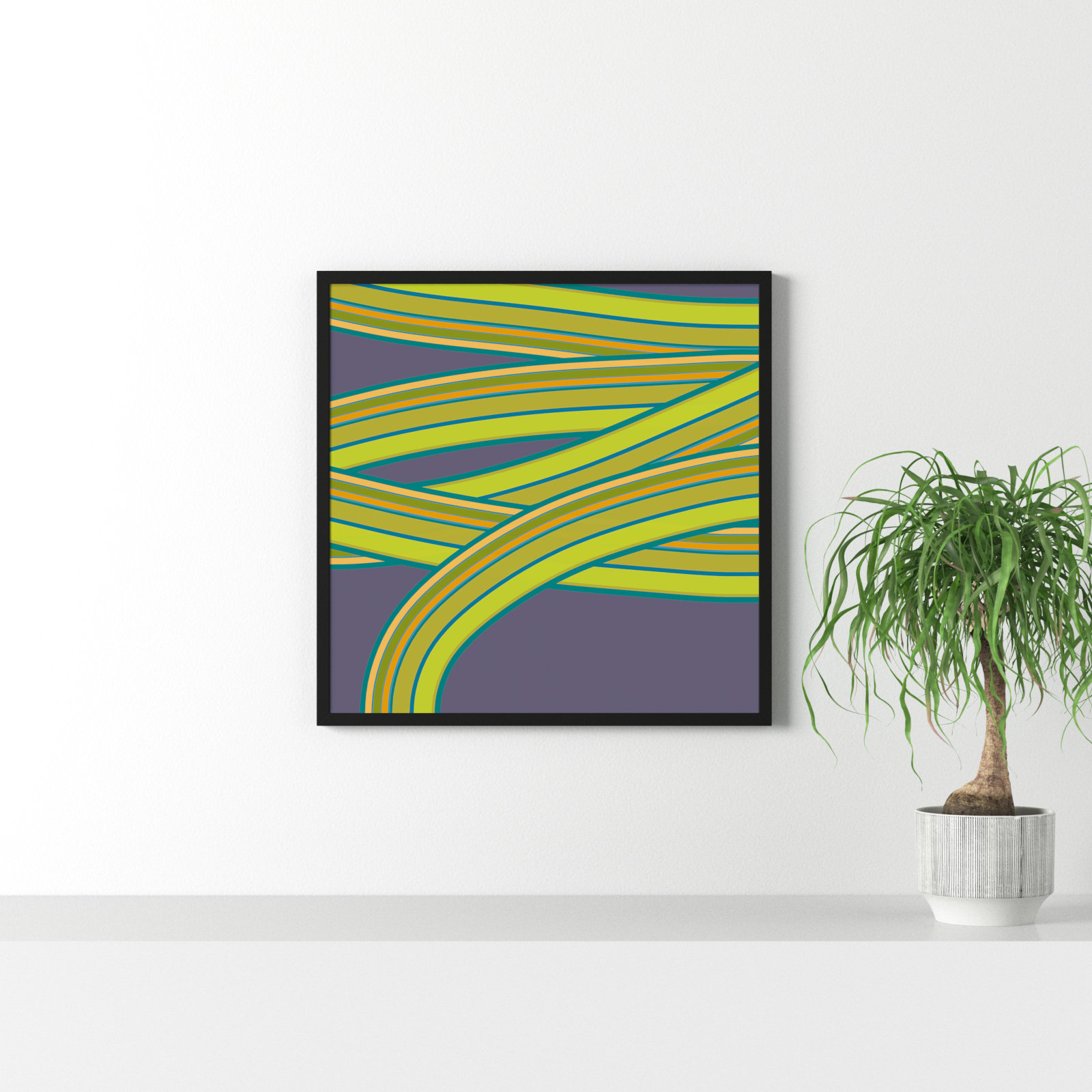Twist Series I "Hemp Twist" Print, 30" H x 30" W x 1.25" D, Black