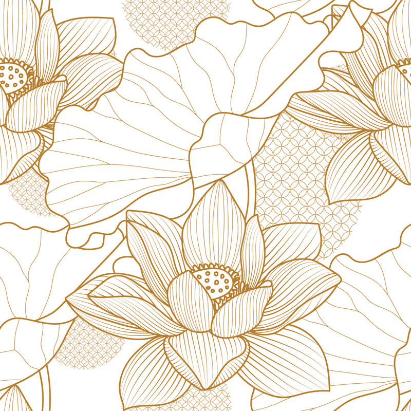 Floral Contour Wallpaper Peel & Stick Floral Tile