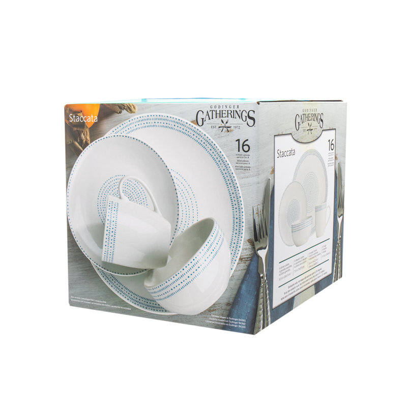 Classic Modern Farmhouse 16-Piece White Porcelain Dinnerware Set