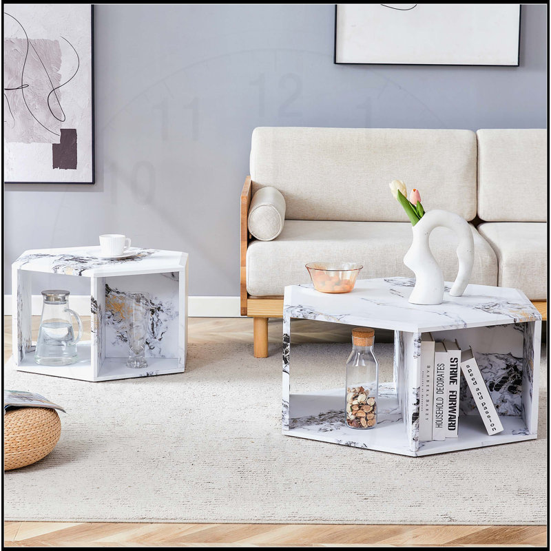 Ensemble de tables basses hexagonales, Blanc