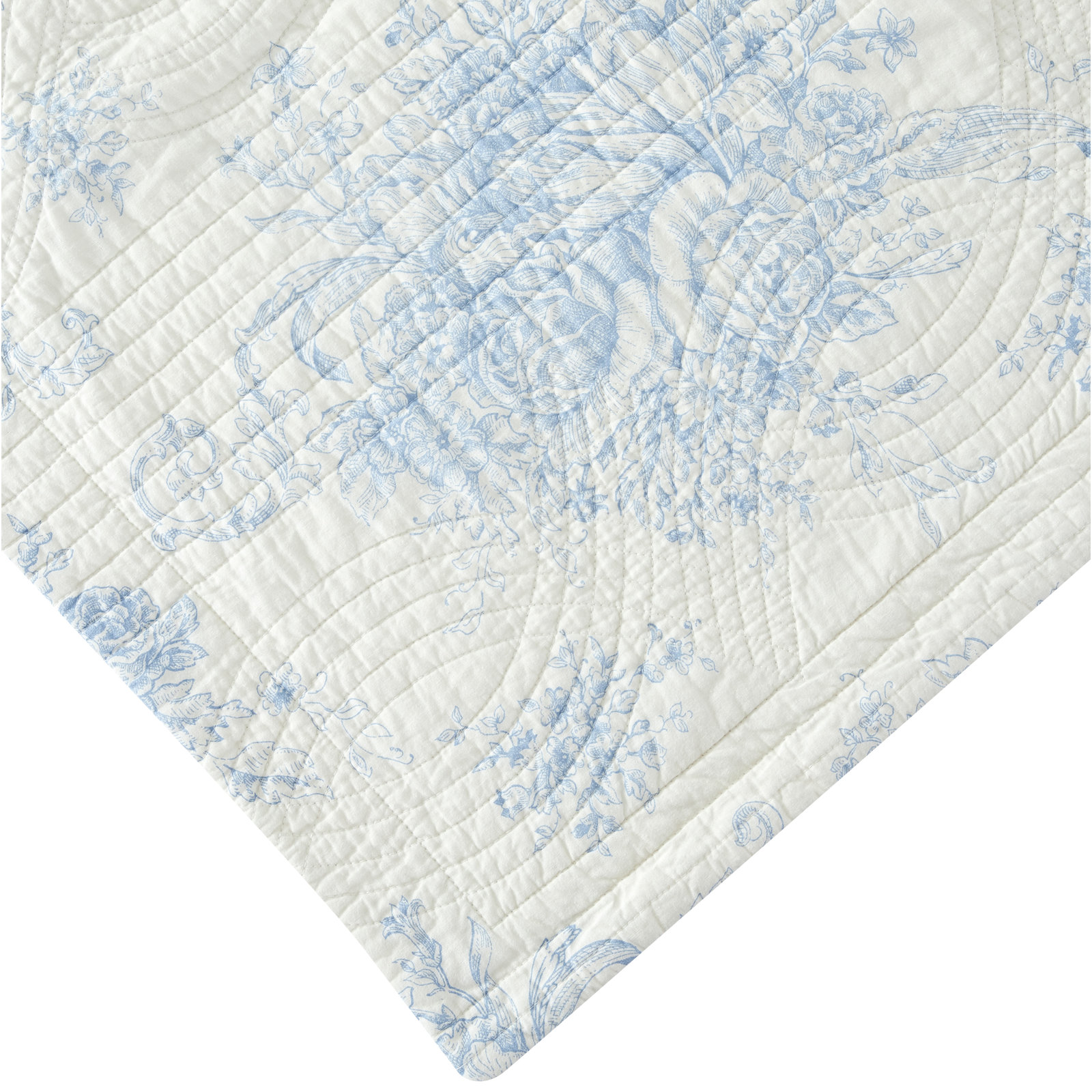 Benedictine Cotton Quilt Set, Twin/Twin XL Quilt + 1 Sham, Light Blue