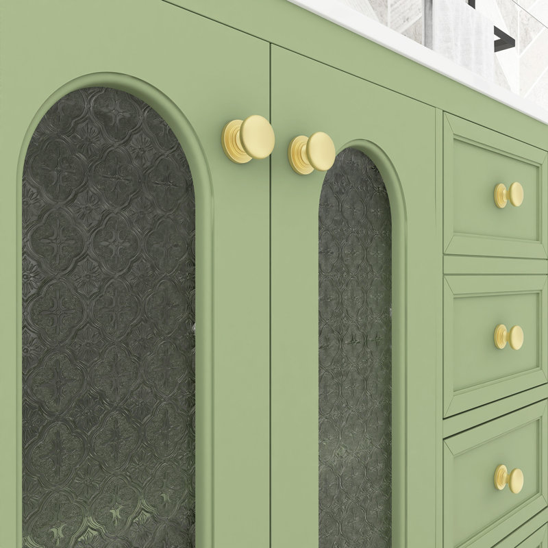 36 In. Freestanding Wood Bathroom Vanity With Drawers, Green