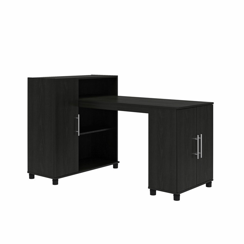 Camberly Black Oak Office Cabinet with Adjustable Shelving