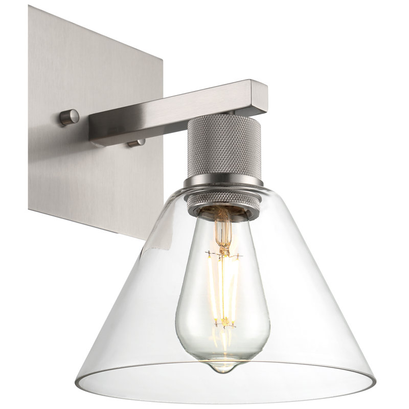 Port Nine Steel Armed Sconce, Brushed Steel