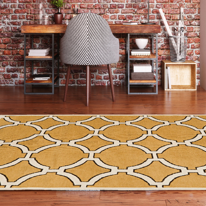 Formaran Geometric Handmade Tufted Beige Area Rug, Rectangle 5' x 7'