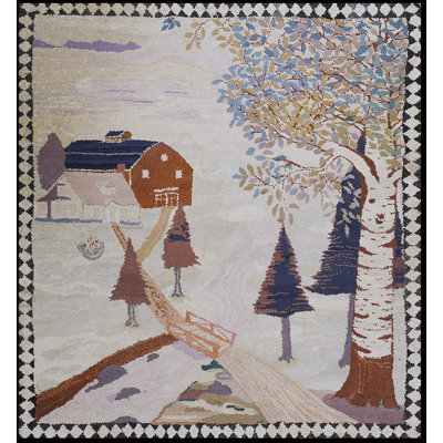 Tapis ivoire antique en coton antique