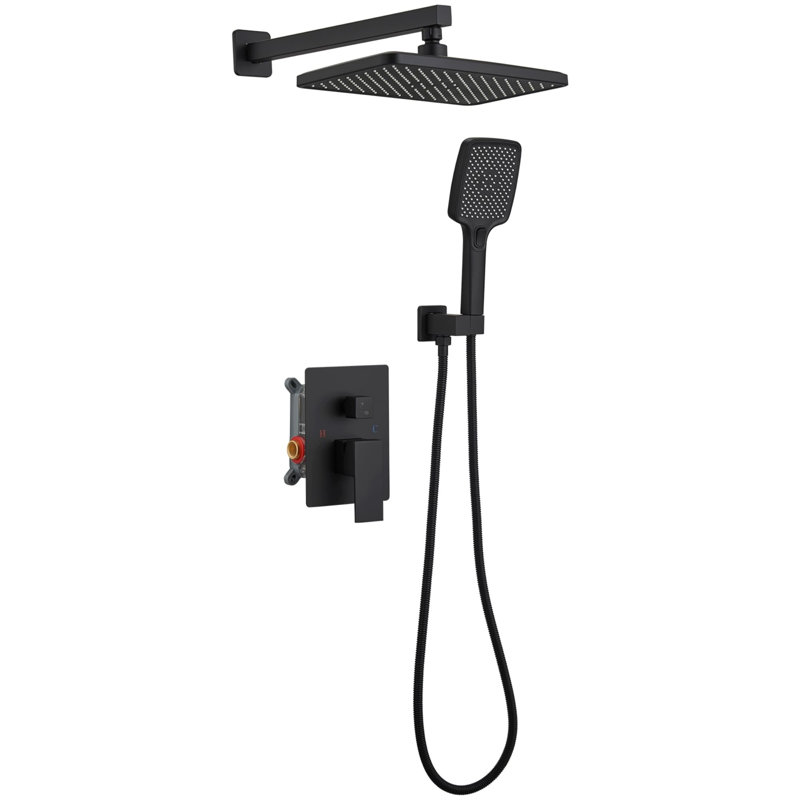Wall Mount Shower System With Handheld Shower Single Handle Shower Faucet Set High Pressure Brass Shower Trim Kit With Rough-In Valve