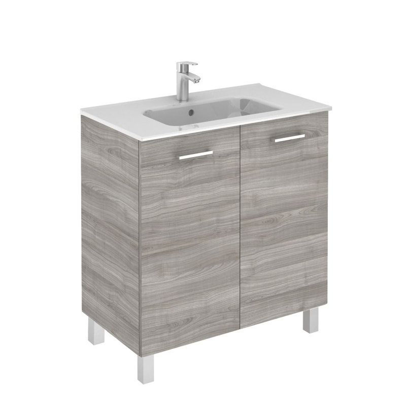 Ensemble de meuble-lavabo simple avec miroir Logic, Gris sable, 32"