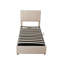 Lit plateforme simple tapissier avec système de rangement hydraulique, beige